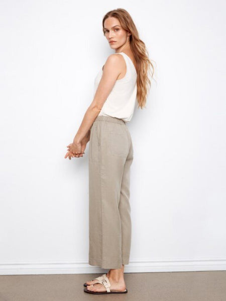Charlie B Wide Leg Cropped Tencel Jogger Pants - Sage