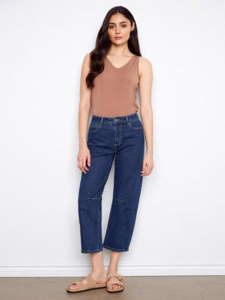 Charlie B Cropped Barrel Jeans - Indigo