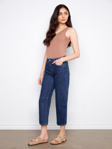 Charlie B Cropped Barrel Jeans - Indigo