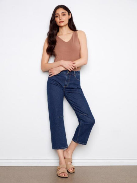 Charlie B Cropped Barrel Jeans - Indigo
