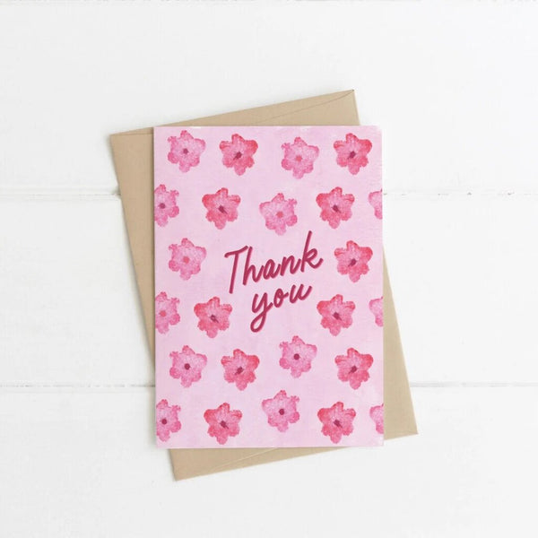 Made By A Potato Floral Thank You Greeting Card