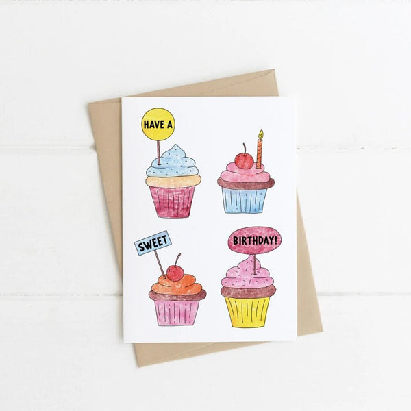 Made By A Potato Birthday Cupcakes Greeting Card