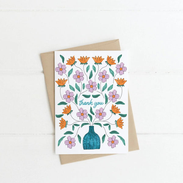 Made By A Potato Flower Vase 'Thank You' Greeting Card