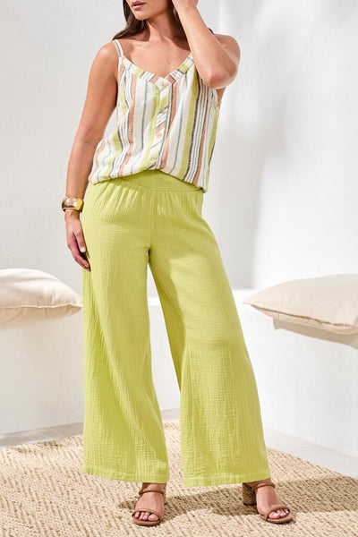 Tribal Crinkled Gauze Wide Leg Pant