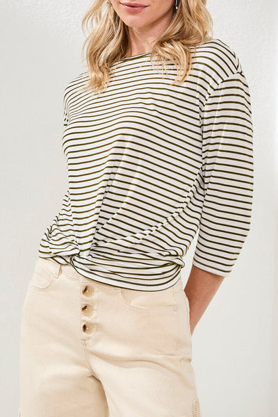 Tribal Boat Neck Knot Detail Top