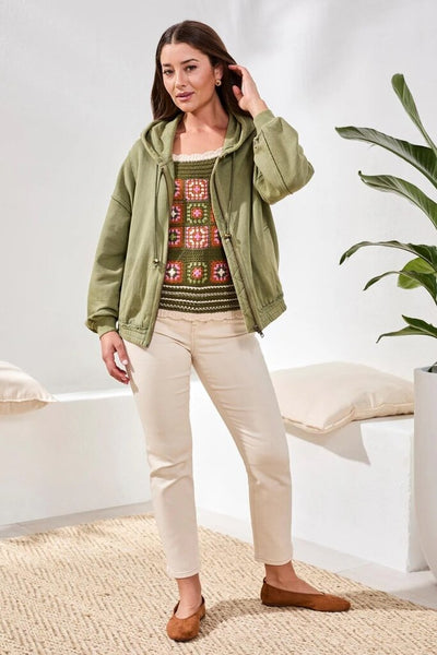 Tribal Drop Shoulder Zip Up Hoodie