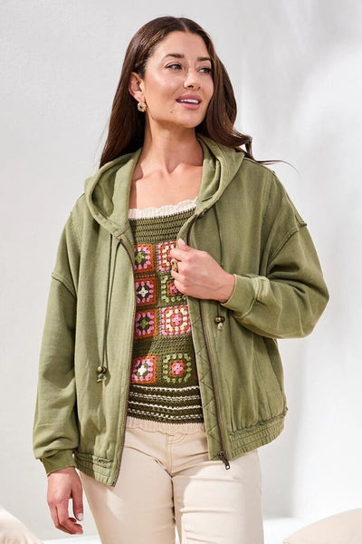 Tribal Drop Shoulder Zip Up Hoodie