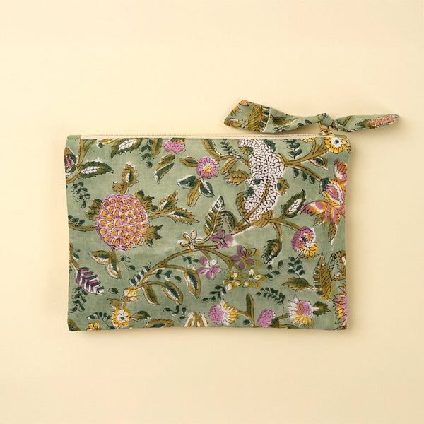 Indaba Garden Print Pouch - Green