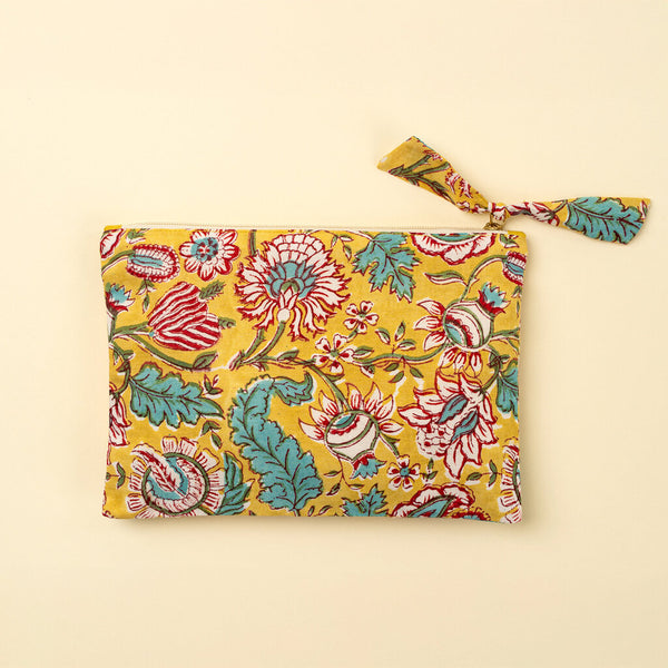 Indaba Vibrant Floral Pouch - Yellow