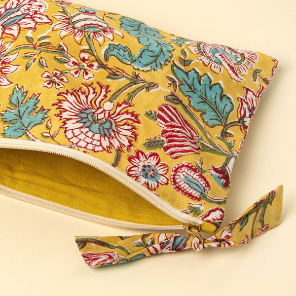 Indaba Vibrant Floral Pouch - Yellow