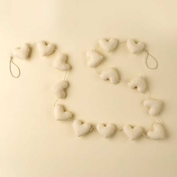 Indaba Heart Felt Garland - Cream