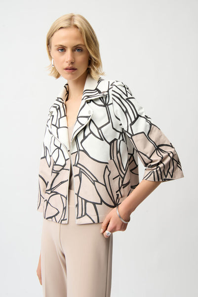 Joseph Ribkoff 261908 Faux Suede Abstract Print Jacket