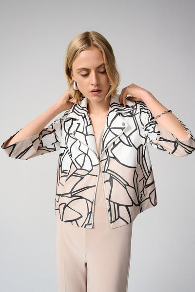 Joseph Ribkoff 261908 Faux Suede Abstract Print Jacket