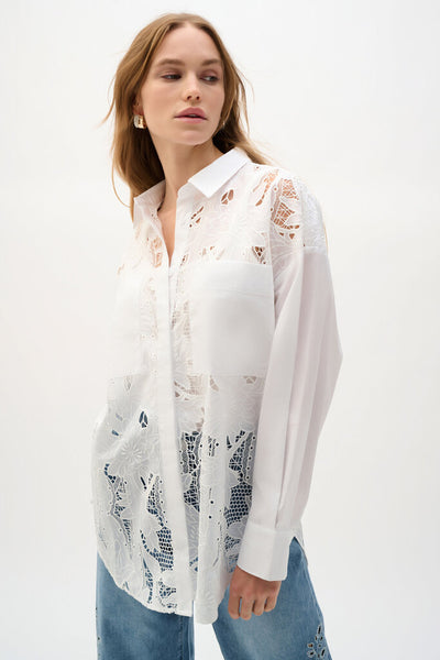 Joseph Ribkoff 262952 Cotton Lace Embroidered Blouse