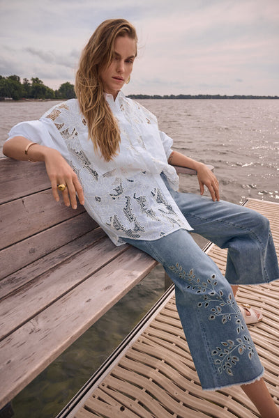 Joseph Ribkoff 262952 Cotton Lace Embroidered Blouse