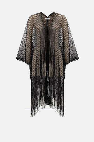 Joseph Ribkoff 262973 Open Stitch Cover Up with Fringe