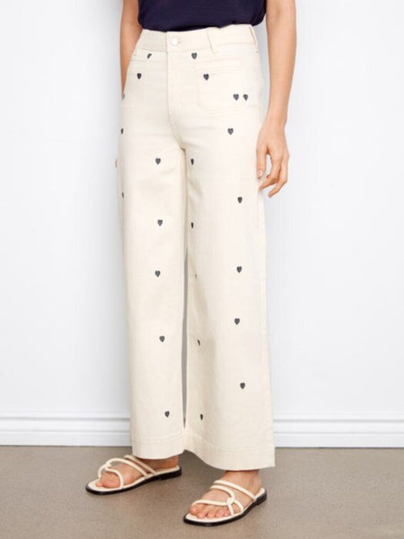 Charlie B Heart Embroidered Patch Pocket Twill Pants