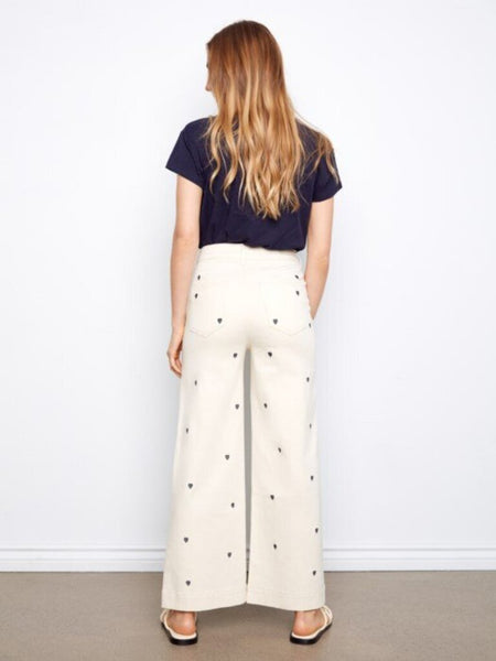 Charlie B Heart Embroidered Patch Pocket Twill Pants