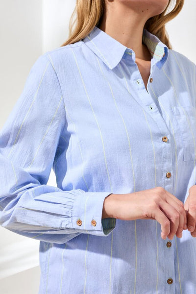 Tribal Yarn Dye Stripe Button Front Shirt