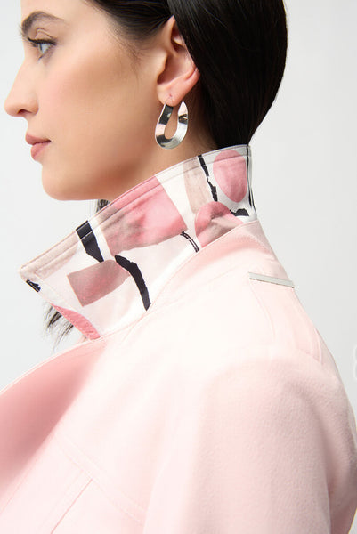 Joseph Ribkoff 261910 Foiled Faux Suede Jacket - Petal Pink