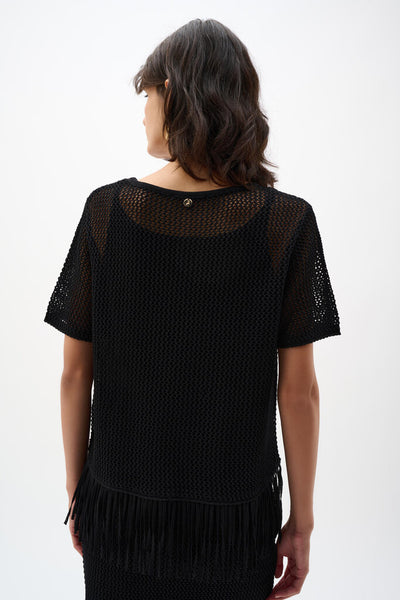 Joseph Ribkoff 262928 Knit Top with Fringe Hem