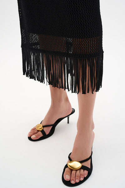 Joseph Ribkoff 262929 Knit Skirt with Fringe Hem