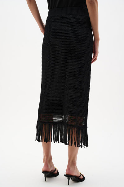 Joseph Ribkoff 262929 Knit Skirt with Fringe Hem
