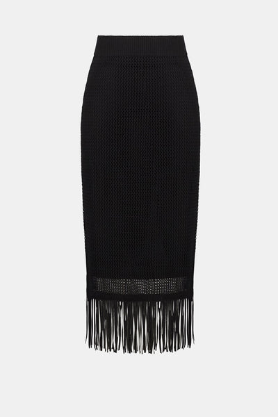 Joseph Ribkoff 262929 Knit Skirt with Fringe Hem