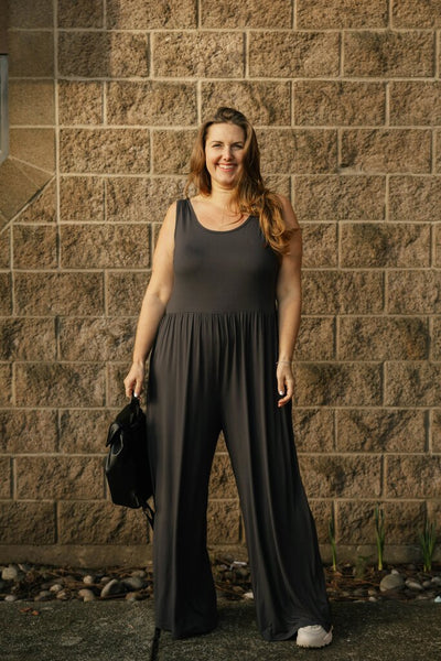 Smash + Tess 'Camille' Wide Leg Romper - Charcoal