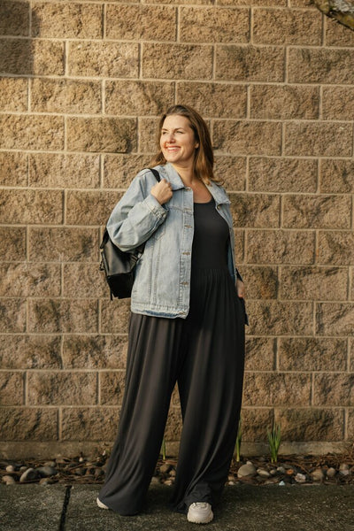 Smash + Tess 'Camille' Wide Leg Romper - Charcoal