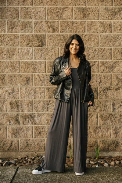Smash + Tess 'Camille' Wide Leg Romper - Charcoal