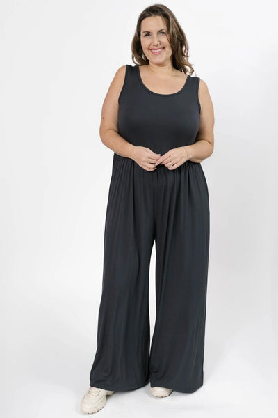 Smash + Tess 'Camille' Wide Leg Romper - Charcoal
