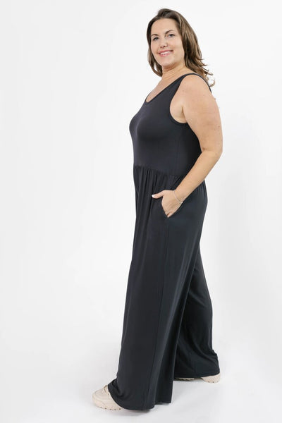 Smash + Tess 'Camille' Wide Leg Romper - Charcoal