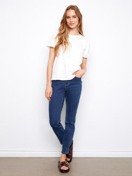 Charlie B Embroidered Hearts Cotton Jersey T-Shirt