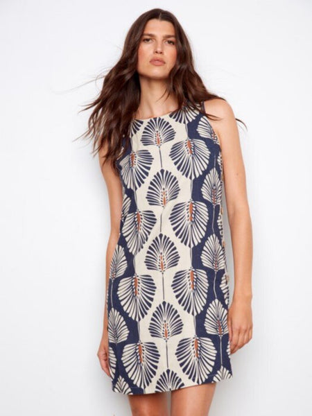 Charlie B Printed Sleeveless Linen Blend Dress - Tahiti