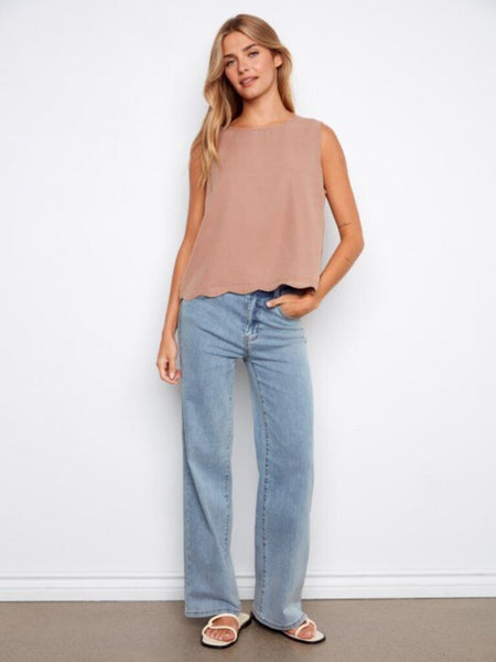 Charlie B Scallop Hem Tank Top - Desert