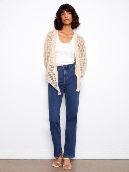 Charlie B Crochet Lurex Tie-Front Bolero - Gold