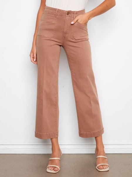 Charlie B Cropped Wide Leg Twill Jeans - Desert