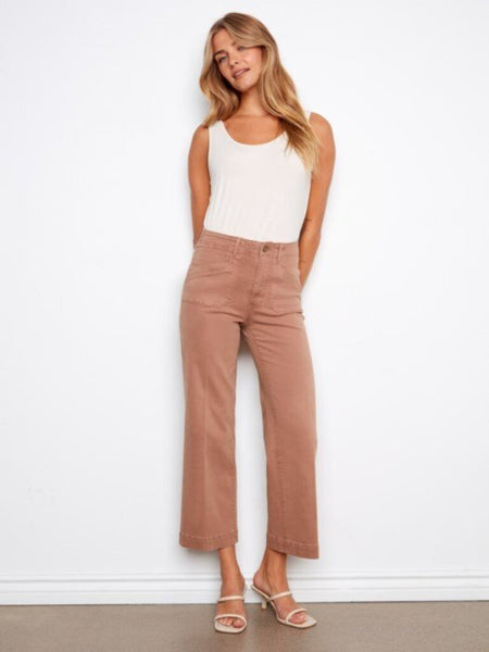 Charlie B Cropped Wide Leg Twill Jeans - Desert