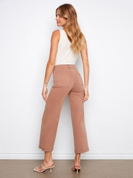 Charlie B Cropped Wide Leg Twill Jeans - Desert