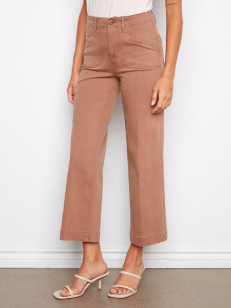 Charlie B Cropped Wide Leg Twill Jeans - Desert