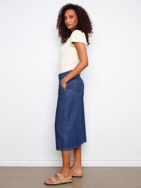 Charlie B Cropped Palazzo Jeans - Indigo