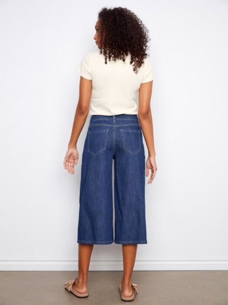 Charlie B Cropped Palazzo Jeans - Indigo