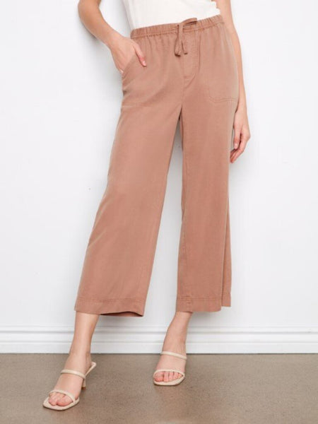 Charlie B Wide Leg Cropped Tencel Jogger Pants - Desert
