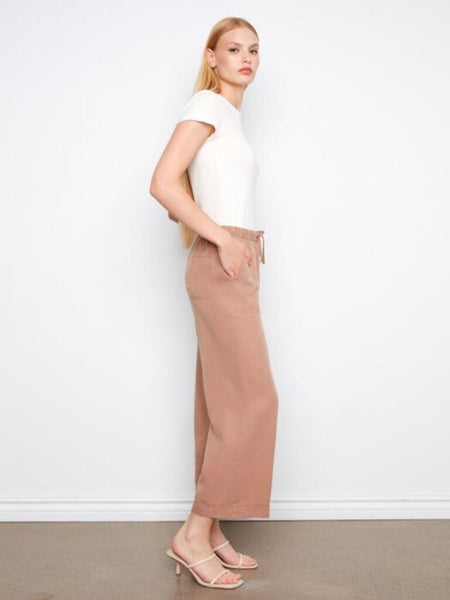 Charlie B Wide Leg Cropped Tencel Jogger Pants - Desert