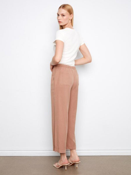 Charlie B Wide Leg Cropped Tencel Jogger Pants - Desert