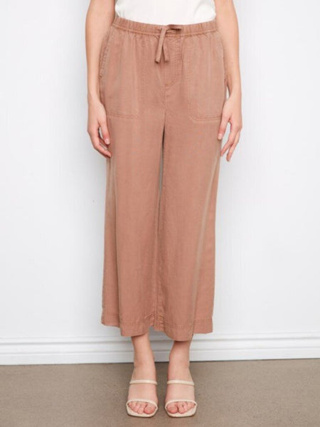 Charlie B Wide Leg Cropped Tencel Jogger Pants - Desert
