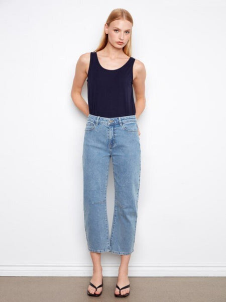 Charlie B Cropped Barrel Jeans - Denim Blue