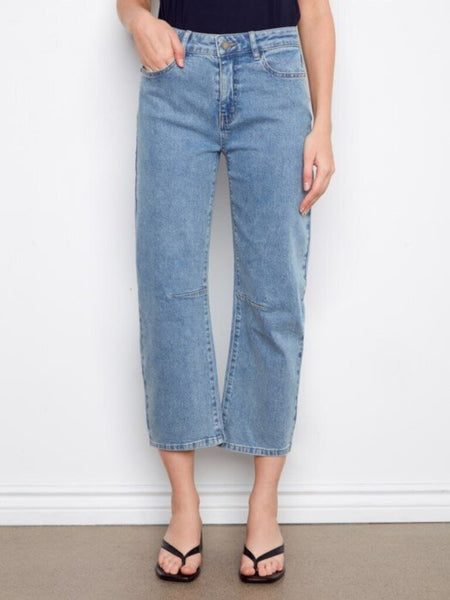 Charlie B Cropped Barrel Jeans - Denim Blue