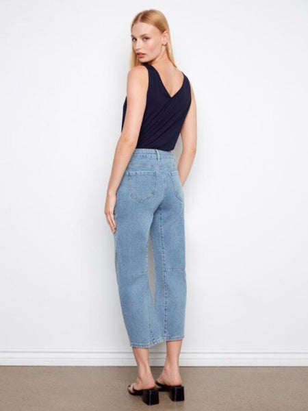 Charlie B Cropped Barrel Jeans - Denim Blue